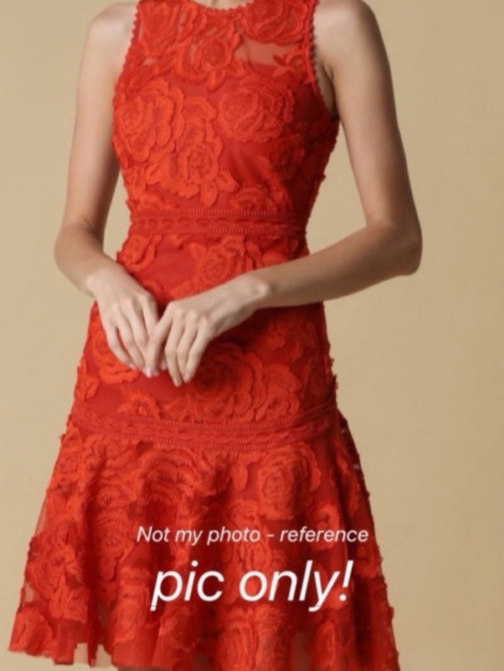 Reiss Orange Floral Lace Fit-and-Flare Dress